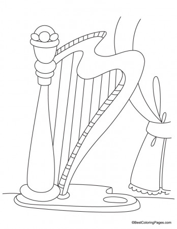 Harp coloring page | Download Free Harp coloring page for kids | Best Coloring  Pages
