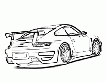Porsche Line Drawing Sketch Coloring Page