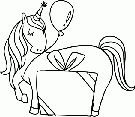 Birthday Of Unicorn Coloring Page - Free Printable Coloring Pages for Kids