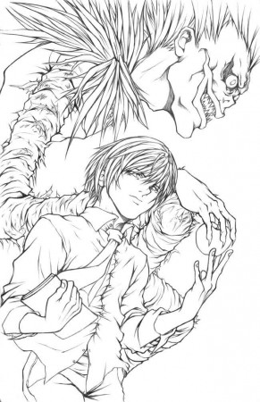 Light Yagami and Ryuk Coloring Page - Free Printable Coloring Pages for Kids