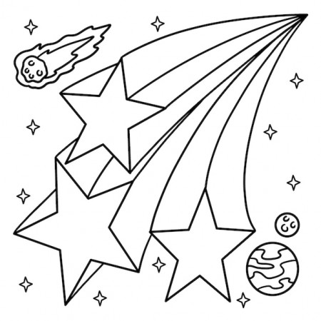 Premium Vector | Falling shooting stars coloring page for kids