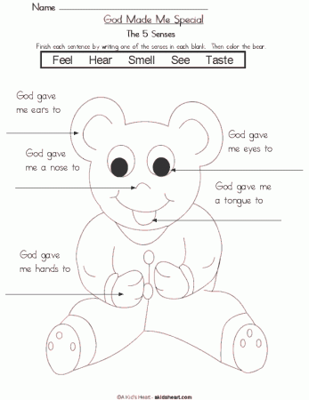 Teddy Bear 5 Senses Coloring Page