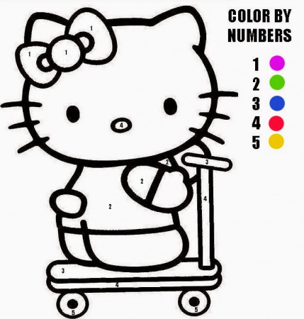 Hello Kitty Color by Number Coloring Page