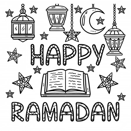 Premium Vector | Happy ramadan coloring page for kids