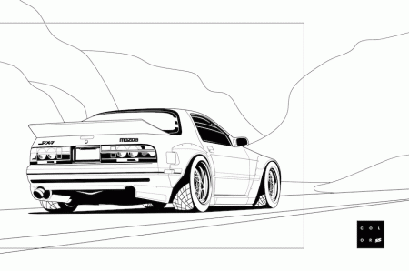 SS Coloring Pages V.2: Hoonigan S14, Rocket Bunny RX-7, HKS Civic Type R,  Supra & More!