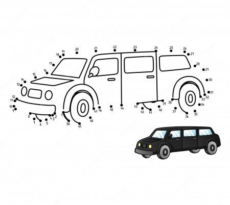 Premium Vector | Dot to dot limo isolated coloring page for kids