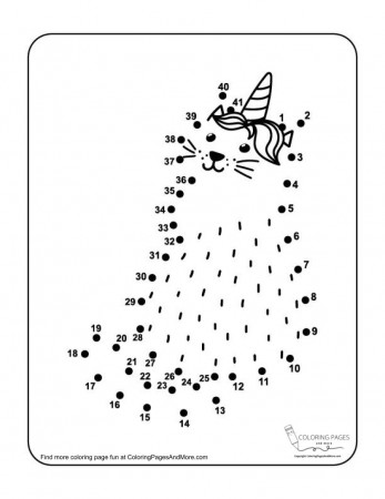 Caticorn Dot-to-Dot Coloring Page - Coloring Pages and More
