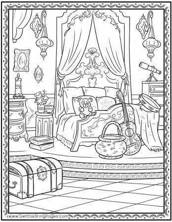 Princess Bedroom Coloring Page - Get Coloring Pages