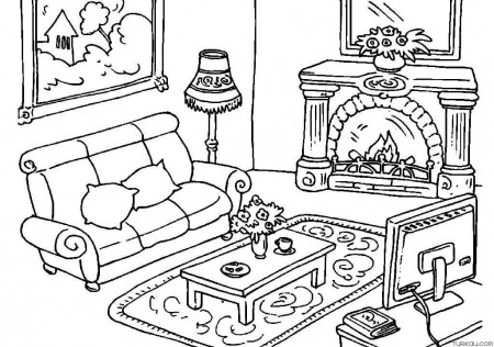 New Living Room Coloring Page » Turkau