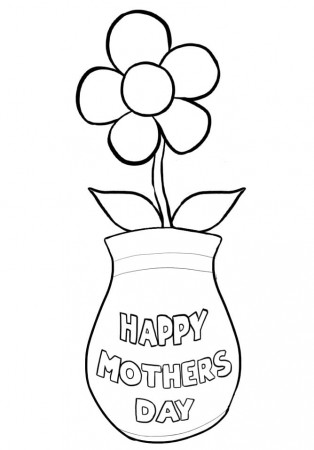 Flower Pot for Mom Coloring Page - Free Printable Coloring Pages for Kids