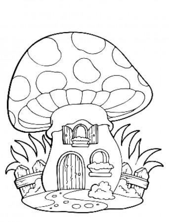 Image of mushroom to print and color - Mushrooms Kids Coloring Pages