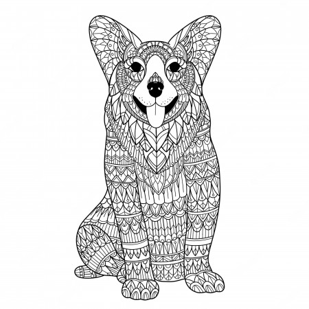 Premium Vector | Zentangle stylized dog for adult coloring page