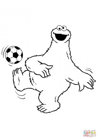 Cookie Monster Plays Soccer coloring page | Free Printable ...