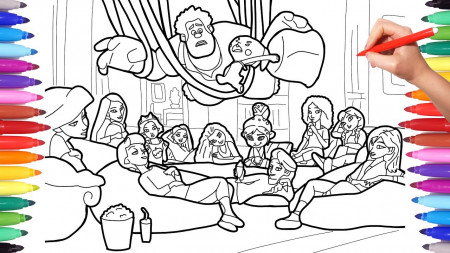 Wreck-it Ralph and Disney Princesses Coloring Pages, Ralph Breaks the Internet  Coloring Pages - YouTube
