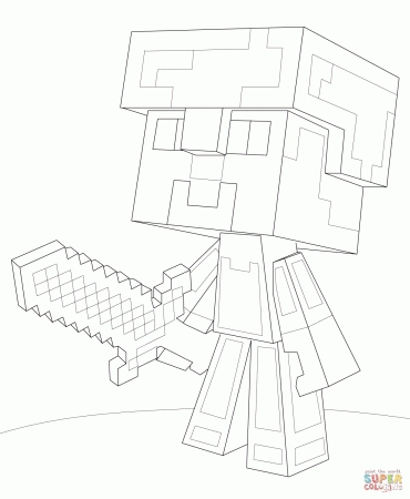 Minecraft Steve Diamond Armor coloring page | Free Printable ...