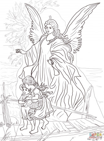 Children Are Protected by Guardian Angel coloring page | Free ...