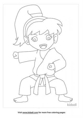 Female Martial Artist Coloring Page | Free Sports Coloring Page | Kidadl
