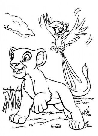 The Lion King Simba and Zazu Coloring Page: The Lion King Simba ...