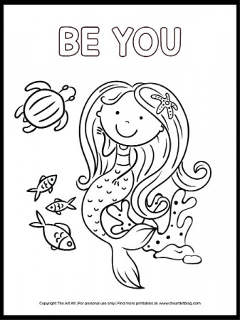 Be YOU! Mermaid Coloring Page - Download for FREE! - The Art Kit