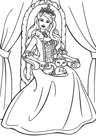Princesses and Cat Coloring Pages : Batch Coloring