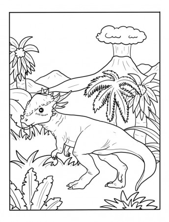 Realistic Dinosaur Coloring Pages | Pachycephalosaurus