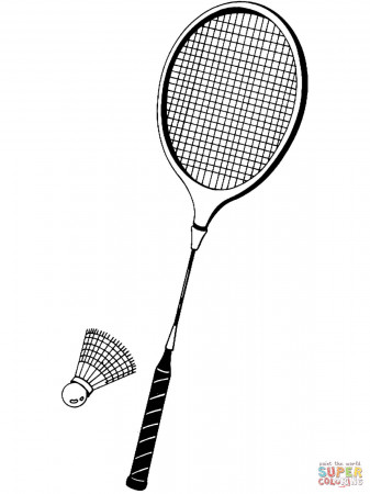 Shuttlecock and Badminton Racket coloring page | Free Printable Coloring  Pages