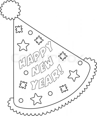 New Years Eve Party Hat Isolated Coloring Page | Stock vector | Colourbox