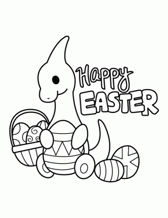 Printable Happy Easter Dinosaur Coloring Page