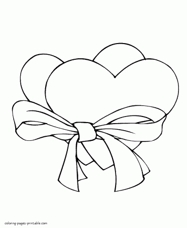 Two hearts tied with a ribbon || COLORING-PAGES-PRINTABLE.COM