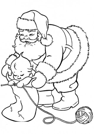 Free & Printable New Year Knitting Santa Coloring Picture, Assignment Sheets  Pictures for Child | Parentune.com