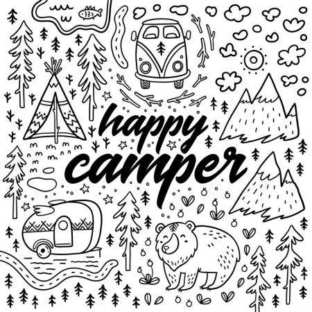 Camping Coloring Pages ⋆ coloring.rocks! | Camping coloring pages, Coloring  pages, Alphabet coloring pages
