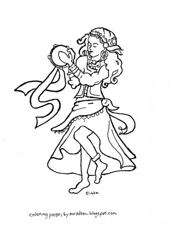 Coloring Pages for Kids by Mr. Adron: Esmeralda the Gypsy Girl Coloring Page.  Free.