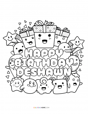 Happy Birthday Deshawn coloring page