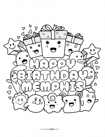 Happy Birthday Memphis coloring page