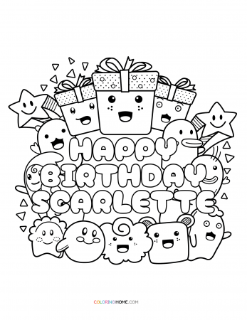 Happy Birthday Scarlette coloring page