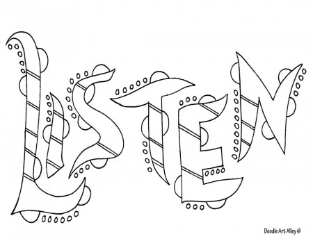 Word Coloring pages - DOODLE ART ALLEY