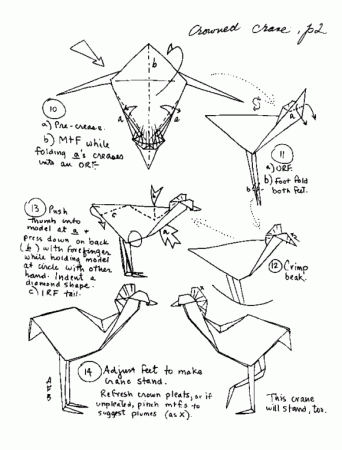 Origami crane coloring pages