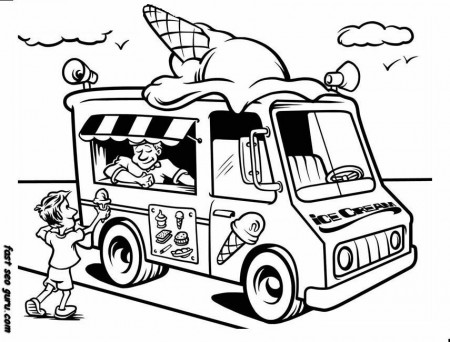 Printable ice cream truck coloring in sheet