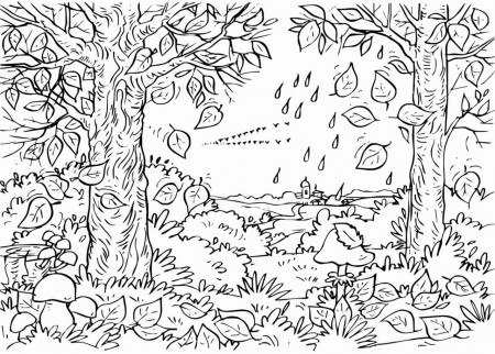 Adult Coloring Pages Trees Autumn Coloring Page For Kids | Kids ...