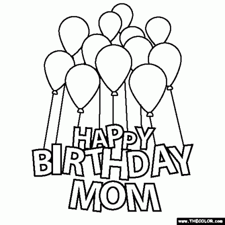 Happy Birthday Coloring Page For Mom