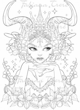 Krampus Princess Fantasy Christmas Coloring Page - Etsy Singapore