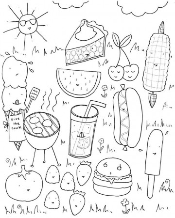 Summer Foods Coloring Page - Free Printable Coloring Pages for Kids