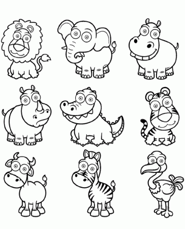 Various wild animals coloring page for toddlers - Topcoloringpages.net