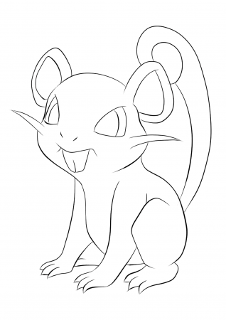 Rattata (No.19) : Pokemon (Generation I) - All Pokemon coloring pages Kids Coloring  Pages