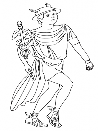 Hermes and His Staff Coloring Page - Free Printable Coloring Pages for Kids