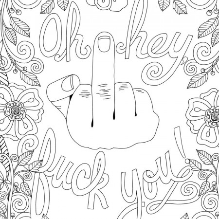 Coloring Book Page for Adults Fuck You Middle Finger - Etsy