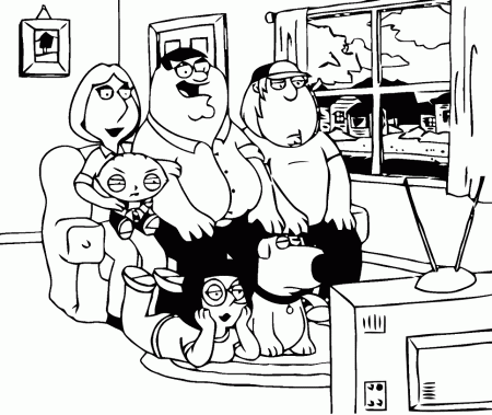 Griffin Family Watching TV Coloring Pages - Family Guy Coloring Pages - Coloring  Pages For Kids And Adults
