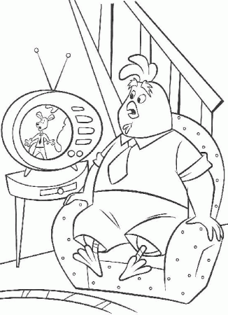 Buck Cluck Watching Tv Coloring Pages - Chicken Little Coloring Pages - Coloring  Pages For Kids And Adults