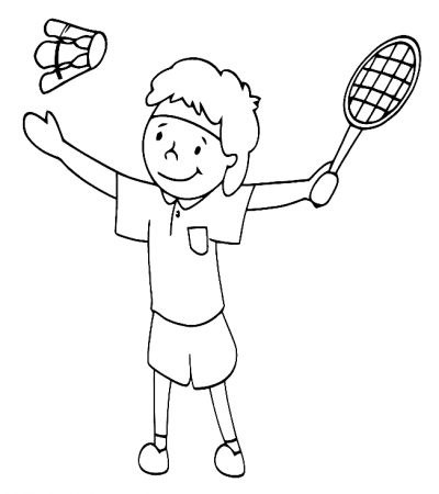 Kid playing Badminton Coloring Pages - Badminton Coloring Pages - Coloring  Pages For Kids And Adults