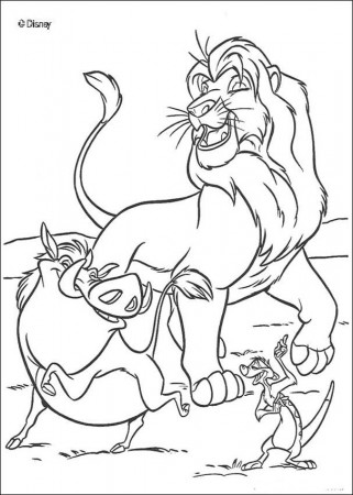The Lion King coloring pages - Timon and Pumbaa Meet Friends
